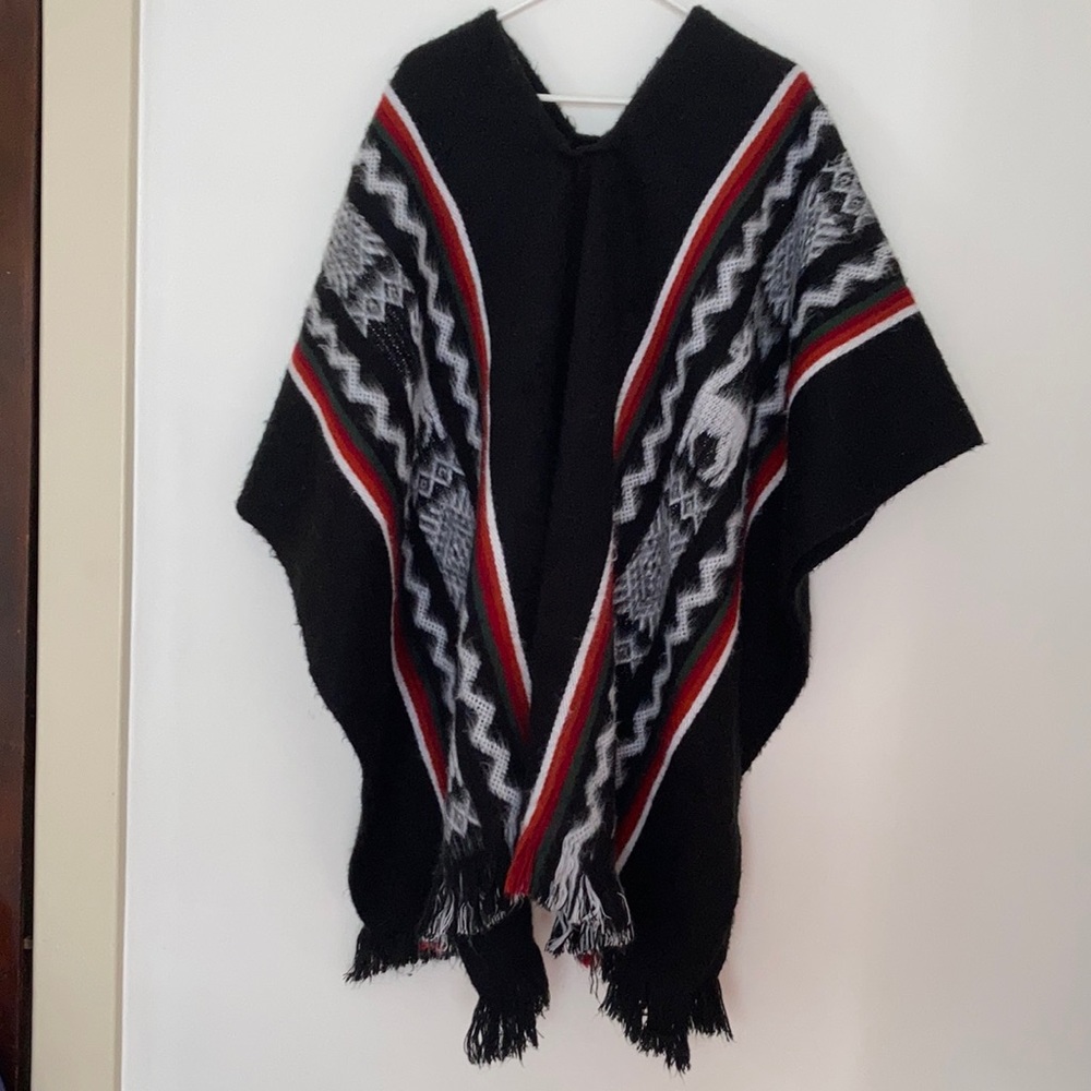 100% Alpaca Wool Poncho - Hand Made